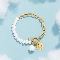 Elegant Simple Style Classic Style Letter Artificial Pearl Copper Wholesale Bracelets sku image 12