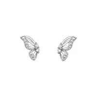 1 Pair Sterling Silver Zircon Butterfly Ear Studs sku image 1