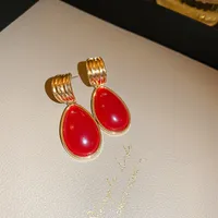 1 Pair Casual Simple Style Streetwear Water Droplets Inlay Alloy Resin Drop Earrings sku image 2