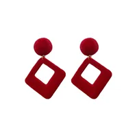 1 Pair Simple Style Classic Style Rhombus Flocking Drop Earrings main image 5