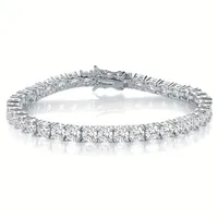 Brass Casual Classic Style Shiny Plating Inlay Round Zircon Tennis Bracelet sku image 1