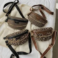 Women's Streetwear Geometric Leopard Canvas Waist Bags main image 1