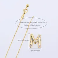 Artificial Gemstones Copper 18K Gold Plated Simple Style Inlay Letter Zircon Pendant Necklace main image 5