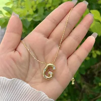 Artificial Gemstones Copper 18K Gold Plated Simple Style Inlay Letter Zircon Pendant Necklace sku image 7