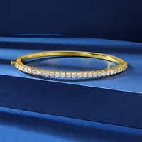 Brass Casual Basic Classic Style Plating Inlay Round Zircon Bangle main image 2