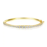 Brass Casual Basic Classic Style Plating Inlay Round Zircon Bangle main image 4