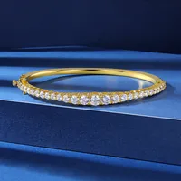 Brass Casual Basic Classic Style Plating Inlay Round Zircon Bangle main image 1