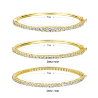 Brass Casual Basic Classic Style Plating Inlay Round Zircon Bangle main image 5