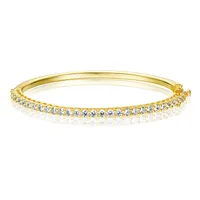 Brass Casual Basic Classic Style Plating Inlay Round Zircon Bangle sku image 2