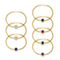 Wholesale Casual Classic Style Round Brass Inlay 18K Gold Plated Zircon Bracelets main image 1