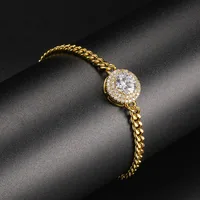 Wholesale Casual Classic Style Round Brass Inlay 18K Gold Plated Zircon Bracelets main image 6