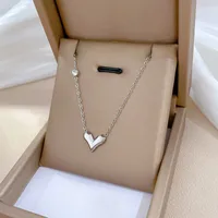 Elegant Lady Geometric Heart Shape Titanium Steel Plating Inlay Artificial Pearls Zircon Pendant Necklace sku image 42