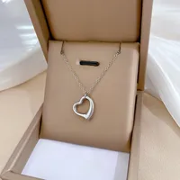 Elegant Lady Geometric Heart Shape Titanium Steel Plating Inlay Artificial Pearls Zircon Pendant Necklace sku image 14