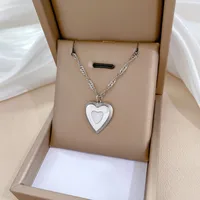 Elegant Lady Geometric Heart Shape Titanium Steel Plating Inlay Artificial Pearls Zircon Pendant Necklace sku image 56