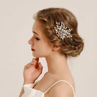 Women's Elegant Geometric Imitation Pearl Rhinestone Insert Comb main image 1