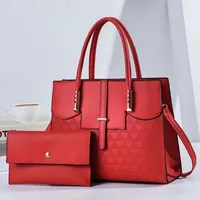 Women's Medium Pu Leather Triangle Geometric Classic Style Zipper Buckle Bag Sets sku image 6