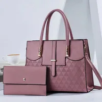 Women's Medium Pu Leather Triangle Geometric Classic Style Zipper Buckle Bag Sets sku image 5