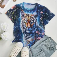 Women's T-shirt Short Sleeve T-Shirts Simple Style Tiger main image 1