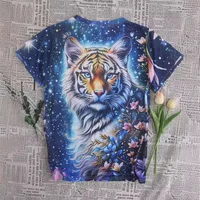 Women's T-shirt Short Sleeve T-Shirts Simple Style Tiger main image 3