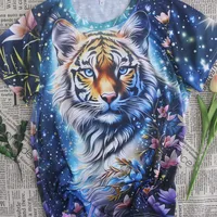 Women's T-shirt Short Sleeve T-Shirts Simple Style Tiger sku image 1