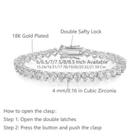 Brass Casual Classic Style Shiny Plating Inlay Round Zircon Tennis Bracelet main image 3