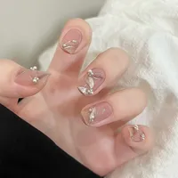 Wear Nail TikTok Popular Flash Blush Pure Desire Wind Bow Knot Nail Stickers Manicure Finished Detachable Nail Piece sku image 91