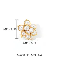 Wholesale Jewelry Elegant Lady Classic Style Flower 304 Stainless Steel Pearl 14K Gold Plated Plating Inlay Rings sku image 1