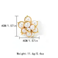 Wholesale Jewelry Elegant Lady Classic Style Flower 304 Stainless Steel Pearl 14K Gold Plated Plating Inlay Rings main image 6