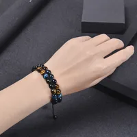 Hip-Hop Retro Round Natural Stone Agate Beaded Handmade Men's Bracelets main image 4