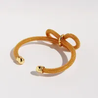 Wholesale Exaggerated Bow Knot Brass Plating 18K Gold Plated Bangle main image 2