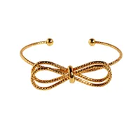 Brass 18K Gold Plated Sweet Simple Style Bow Knot Bangle main image 4