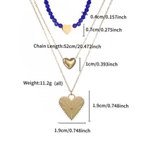 XUPING Heart Shape 18K Gold Plated Artificial Gemstones 304 Stainless Steel Beaded Wholesale Three Layer Necklace sku image 1