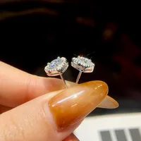 1 Pair Romantic Simple Style Heart Shape GRA Certificate Sterling Silver Moissanite Rose Gold Plated White Gold Plated Ear Studs main image 6