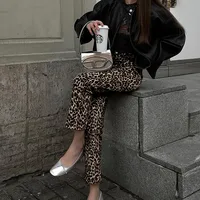 Women's Holiday Daily Streetwear Leopard Full Length Button Casual Pants Skinny Pants main image 4