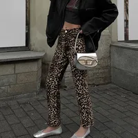 Women's Holiday Daily Streetwear Leopard Full Length Button Casual Pants Skinny Pants main image 3