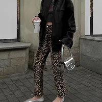 Women's Holiday Daily Streetwear Leopard Full Length Button Casual Pants Skinny Pants main image 2