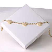 Wholesale Jewelry Elegant Shiny Heart Shape 304 Stainless Steel Copper Zircon 18K Gold Plated Inlay Anklet main image 3