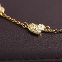 Wholesale Jewelry Elegant Shiny Heart Shape 304 Stainless Steel Copper Zircon 18K Gold Plated Inlay Anklet main image 2