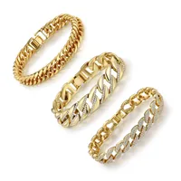 Wholesale Casual Classic Style Geometric Brass Inlay 18K Gold Plated Zircon Bracelets main image 1