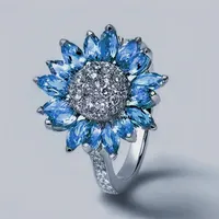 Elegant Lady Flower Alloy Plating Inlay Rhinestones White Gold Plated Women's Rings main image 4