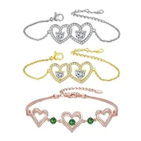 Wholesale Elegant Lady Modern Style Double Heart Heart Shape Brass Inlay Zircon Bracelets main image 2