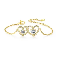 Wholesale Elegant Lady Modern Style Double Heart Heart Shape Brass Inlay Zircon Bracelets sku image 2