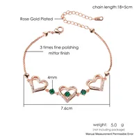 Wholesale Elegant Lady Modern Style Double Heart Heart Shape Brass Inlay Zircon Bracelets main image 10