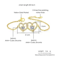 Wholesale Elegant Lady Modern Style Double Heart Heart Shape Brass Inlay Zircon Bracelets main image 9