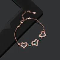 Wholesale Elegant Lady Modern Style Double Heart Heart Shape Brass Inlay Zircon Bracelets main image 1