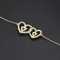 Wholesale Elegant Lady Modern Style Double Heart Heart Shape Brass Inlay Zircon Bracelets main image 6