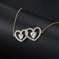 Wholesale Elegant Lady Modern Style Double Heart Heart Shape Brass Inlay Zircon Bracelets main image 5