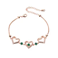 Wholesale Elegant Lady Modern Style Double Heart Heart Shape Brass Inlay Zircon Bracelets sku image 1