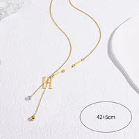 Titanium Steel 18K Gold Plated Basic Modern Style Classic Style Plating Inlay Letter Zircon Pendant Necklace main image 10