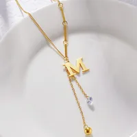 Titanium Steel 18K Gold Plated Basic Modern Style Classic Style Plating Inlay Letter Zircon Pendant Necklace main image 9